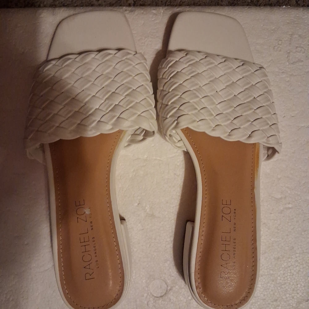 Womens Rachel Zoe Slip On Sandals White Sz 8